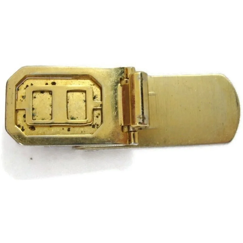 Vintage Brushed Gold Tone Money Clip Men Wallet ID Credit Card Holder